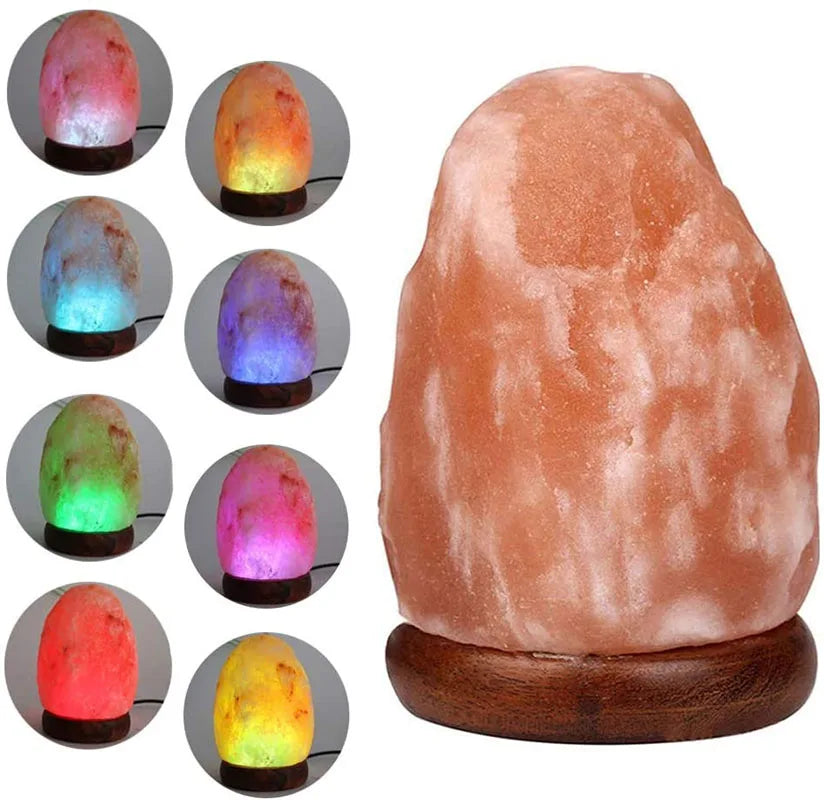 Himalayan Salt Lamp with Wooden Base, USB Powered