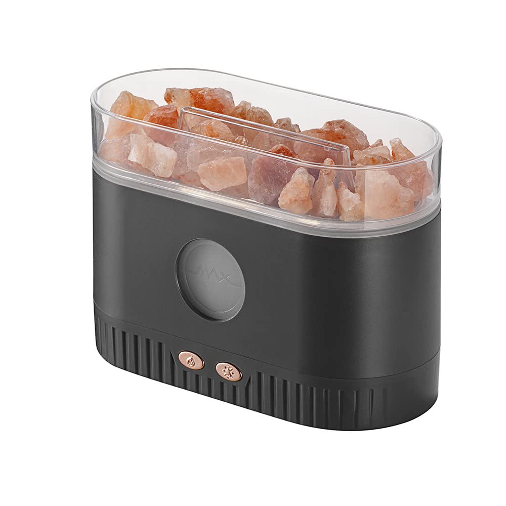 YALEDI Aromatherapy Essential Oil Diffuser 3-in-1 Himalayan Salt Lamp Diffuser with 7 Color Lights 200ml Ultrasonic Cool Mist Humidifier for Home Bedroom Yoga Himalayan Pink Salt Therapy (Grey)