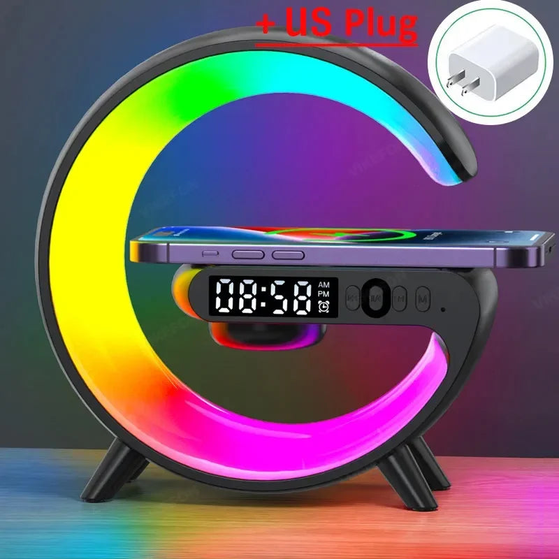 Wireless Charging RGB Alarm Clock Speaker Dock