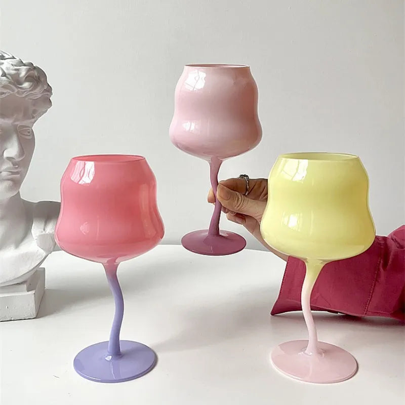Colorful Antique European Goblet Glass