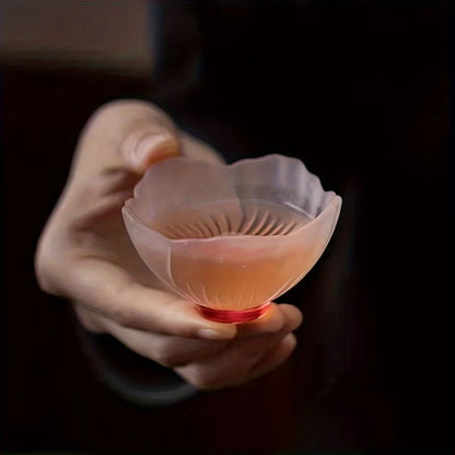 Frosted Cherry Blossom Pink Japanese Glass Tea Cup Set