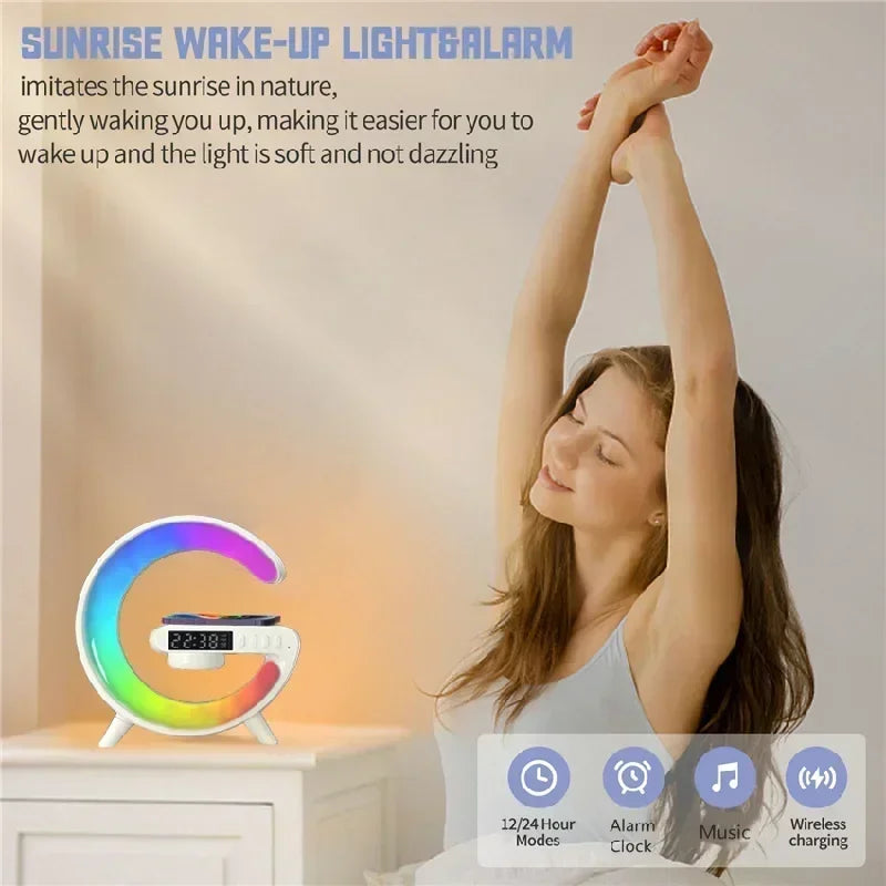 Wireless Charging RGB Alarm Clock Speaker Dock