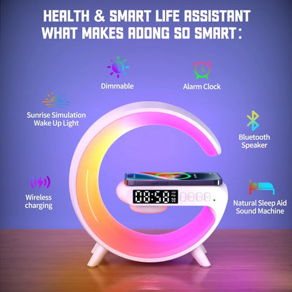 Wireless Charging RGB Alarm Clock Speaker Dock