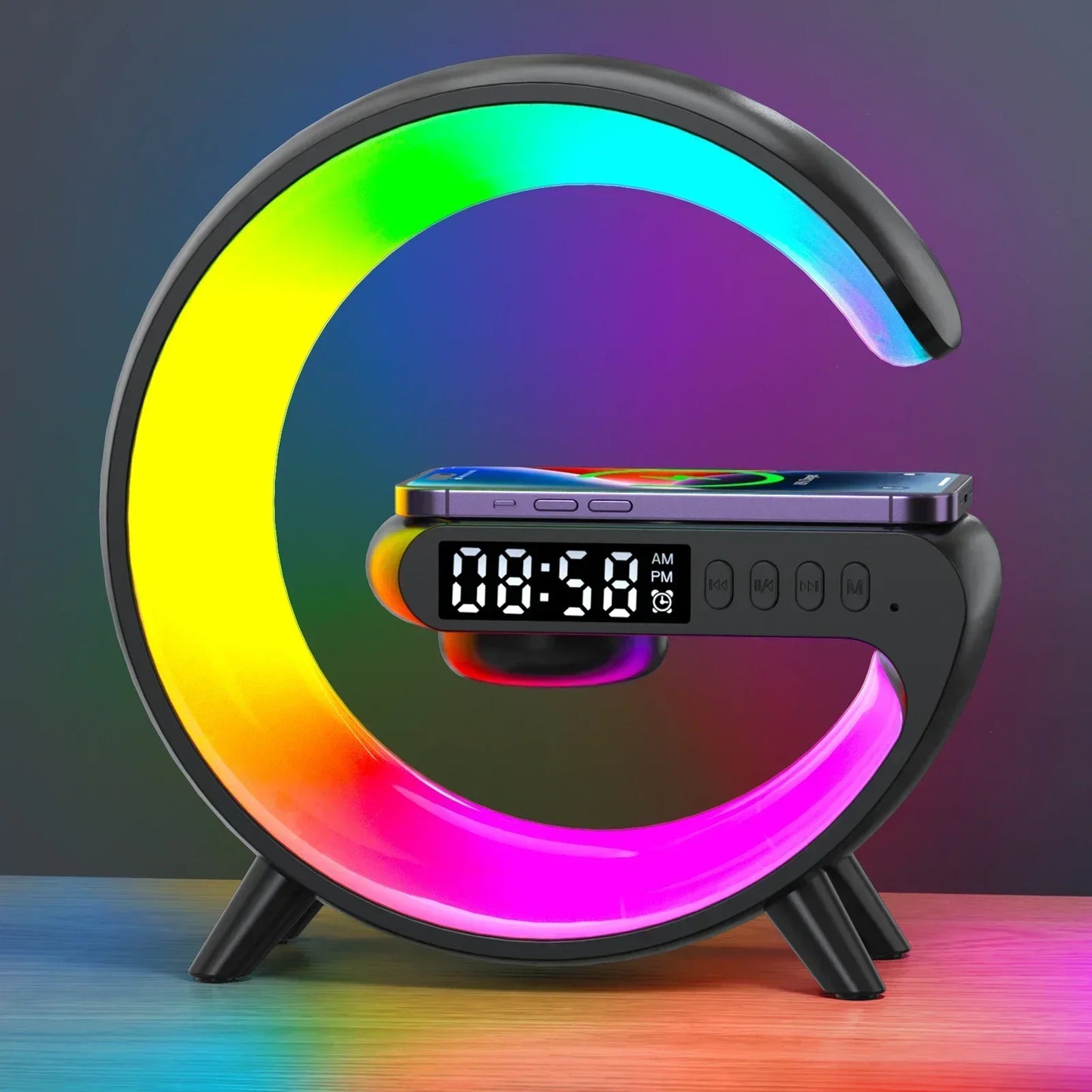 Wireless Charging RGB Alarm Clock Speaker Dock