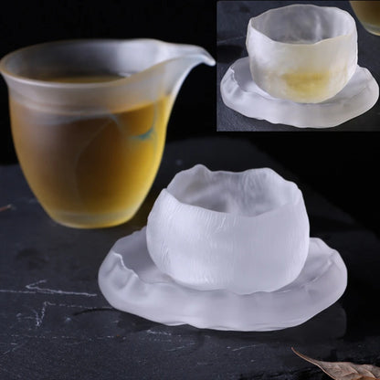 Retro Frosted Crystal Tea Cup & Saucer Set