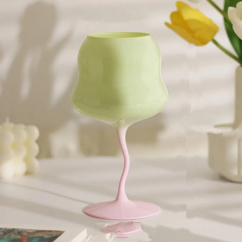 Colorful Antique European Goblet Glass