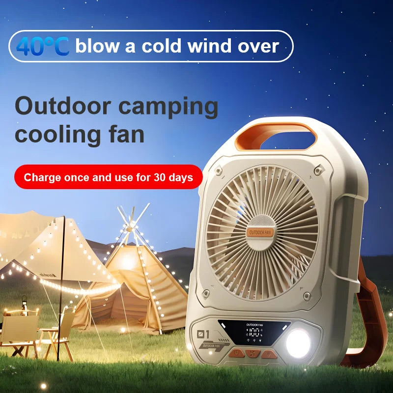 Portable Camping Fan with LED Light