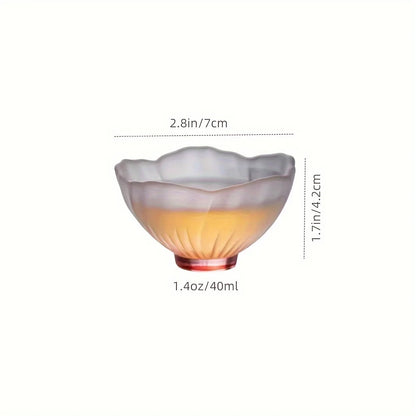 Frosted Cherry Blossom Pink Japanese Glass Tea Cup Set