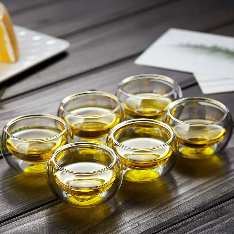 Double-Wall Glass Tea Shot Cups